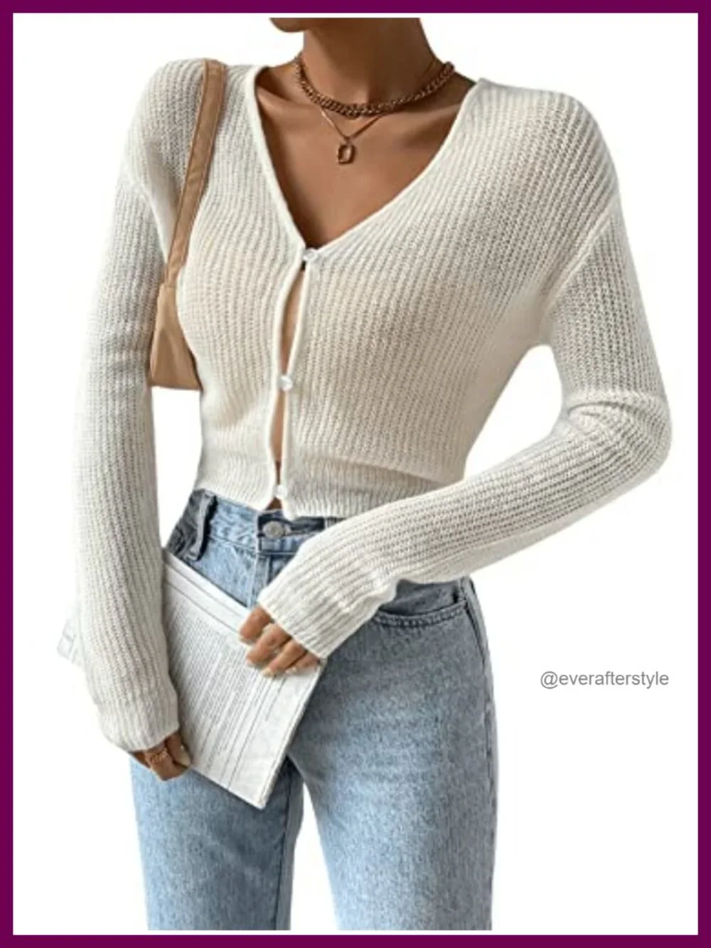 Verdusa Womens Drop Shoulder Long Sleeve Button Up Knit Cardigan Sweater